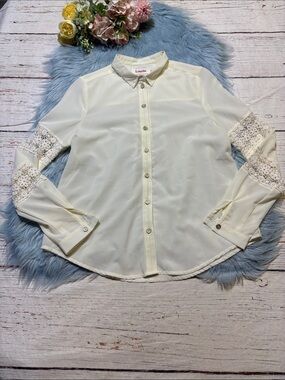 Louche Ivory Zan Sheer Button Down Shirt sz XS